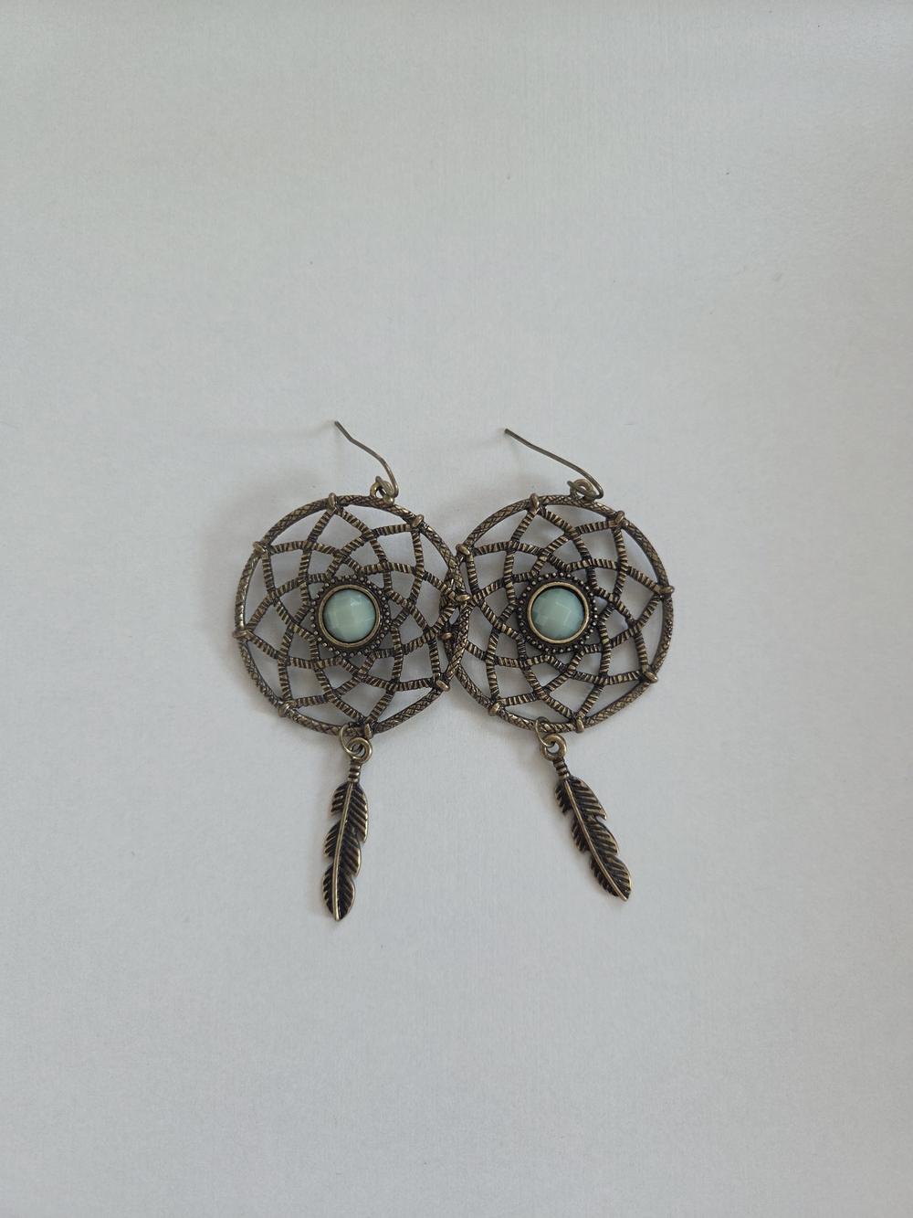 Turquoise Stone Dreamcatcher Dangle Earrings - Women Jewelry